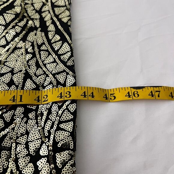 Tatyana Metallic Gold & Black Bodycon Dress Size M Retro Keyhole Glam Party - Picture 9 of 9